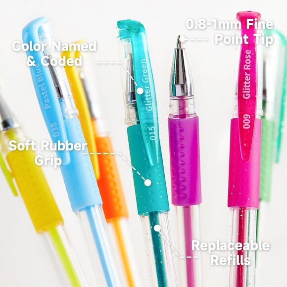 Gel Pens, 120 Pack Gel Pen Set 60 Colored Gel Pen with 60 Refills for Adults Col - Picture 5 of 7